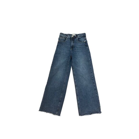 Naf Naf Paris Wide Leg Raw Hem Crop Jeans Size 6 - Picture 1 of 11